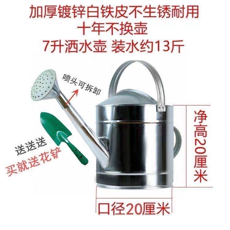 加厚洒水壶不锈钢铁皮家用浇菜浇花水壶淋花喷壶大容量大号洒水桶 - 图1