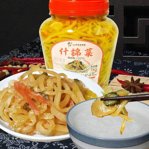 平望什锦菜1kg桶装糖醋大蒜小青瓜下饭菜腌菜酱菜咸菜中华老字号 - 图2