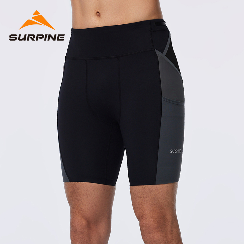 SURPINE松野湃跑步骑行五分裤高弹压缩支撑户外运动紧身短裤男