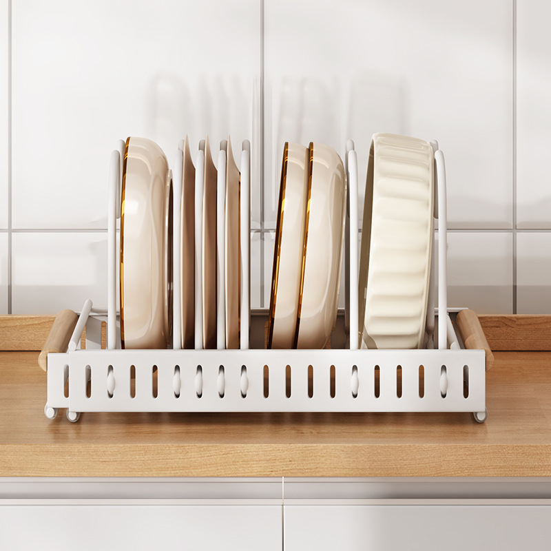 帅仕可调节锅具收纳架厨房锅架置物架橱柜内台面碗碟架家用锅秦之 - 图0