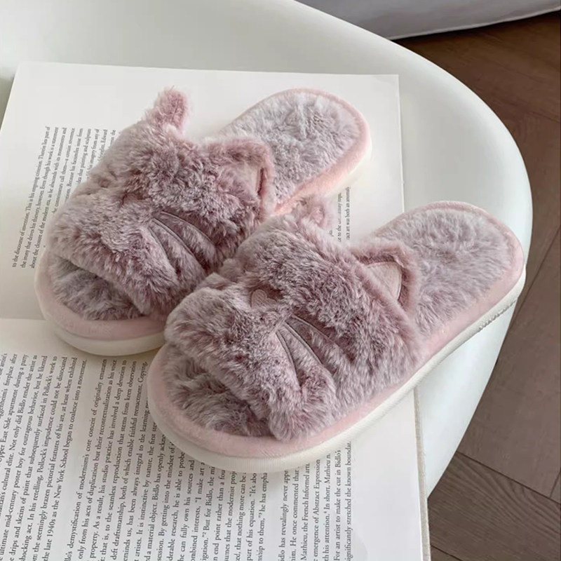 女士居家室内防滑地板毛绒绒月子鞋秋冬季新款可爱卡通小猫棉拖鞋,淘宝优惠券,粉丝福利购,淘宝优惠卷