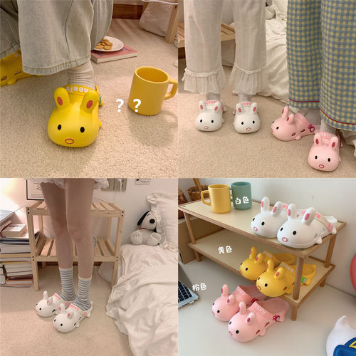 软萌立体卡通兔子包头拖女夏季可爱外穿防滑ins少女心包头凉拖鞋 - 图2