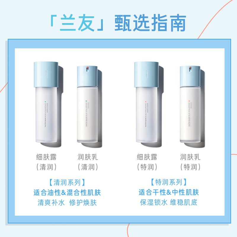 兰芝新水酷水衡水乳护肤套装小蓝盾 兰芝乐其面部护理套装