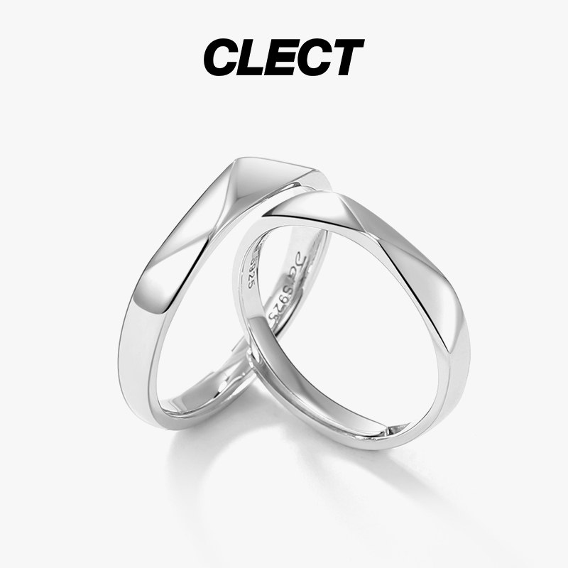 clect痕致纯银一对男女情侣戒指 clect戒指/指环
