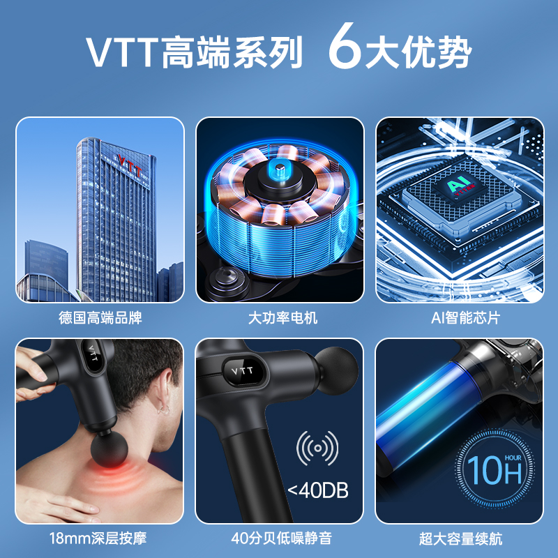 VTT筋膜枪肌肉放松按摩器德国静音小型专业级健身电动颈膜按摩枪 - 图0