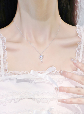 梦幻月亮星球爱心项链锁骨链