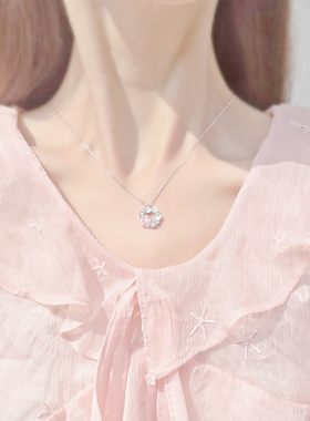 桃之夭夭珍珠花朵甜妹项链