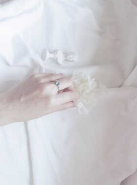 蓝色星球琉璃戒指开口可调节纯银