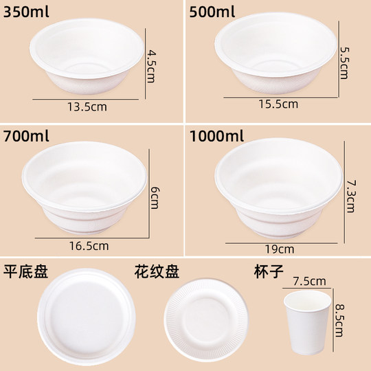 Einweg-Geschirrset aus biologisch abbaubarem Papierzellstoff für den Haushalt, Outdoor-Party, Picknick, Essteller, Papierschüssel, Teller für den gewerblichen Gebrauch