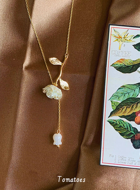 法式复古白玫瑰花项链