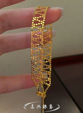 嘉兴银家s925纯银小众设计感抽拉编织扁珠手链女韩式简约ins手饰