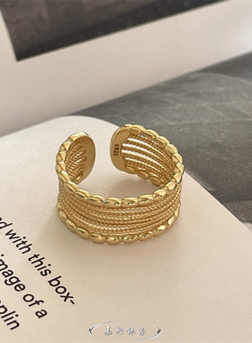 嘉兴银家s925纯银韩版简约多线戒指精致ins小众高级设计质感指环