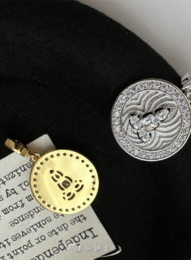 嘉兴银家s925纯银复古国潮简约无相佛锆石吊坠韩式百搭万能扣项坠