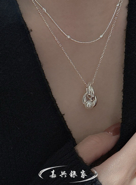 嘉兴银家s925纯银小众设计感施家珍珠项链女韩式风复古简约锁骨链