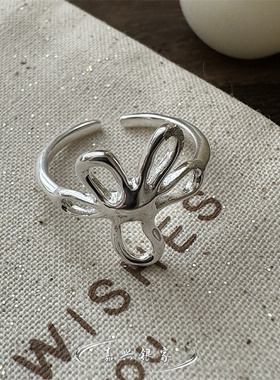 嘉兴银家s925纯银甜美小花戒指女