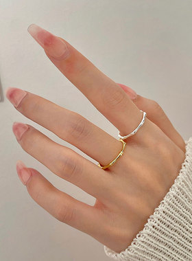 嘉兴银家s925纯银轻奢感国风竹子竹节戒指高级感开口戒精致小巧戒