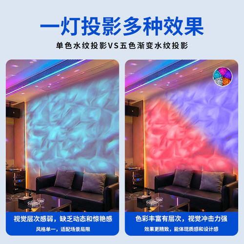 渐变换色动态水纹投影灯直播间背景舞台酒吧走廊创意高级感氛围灯 - 图0