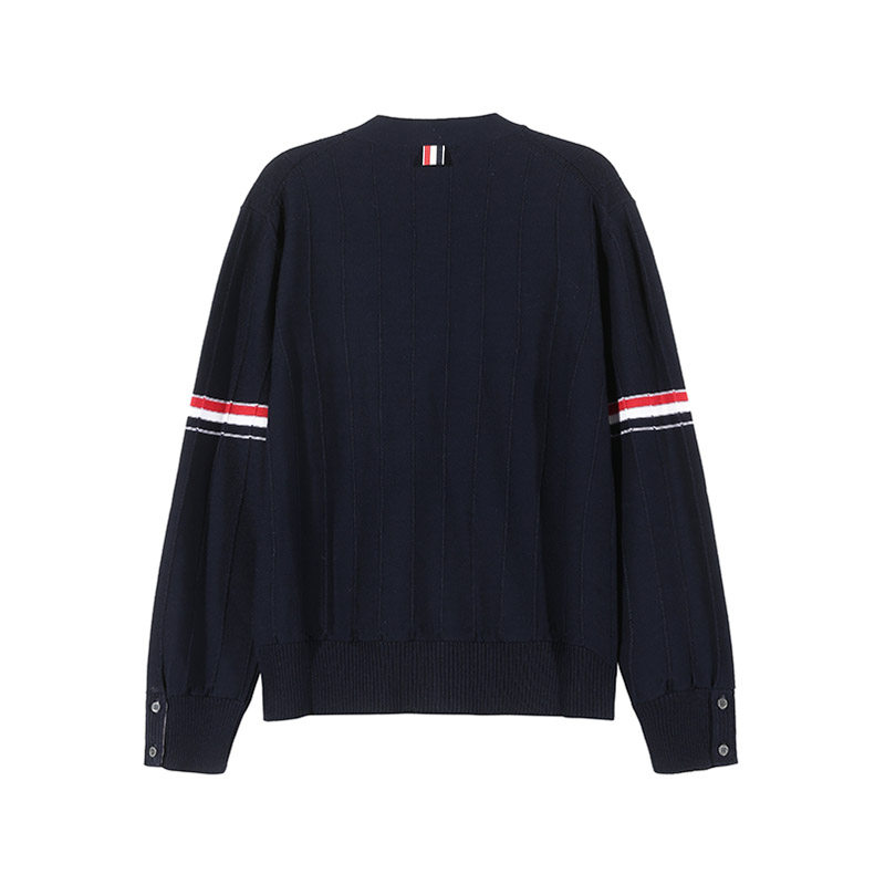 THOM BROWNE 男士羊毛短款V领针织开衫羊毛衫MKC519A Y1002,淘宝优惠券,粉丝福利购,淘宝优惠卷