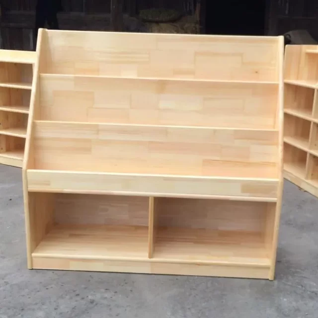 Solid wood kindergarten schoolbag cabinet children's storage cabinet domain storage cabinet Montessori teaching aid cabinet oak toy cabinet