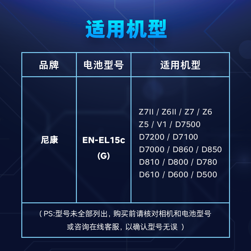 沣标EN-EL15c电池Z8尼康Z6 Z7ii微单Z5 D500 D850 d810单反D750相机D800 D610 D7200 D7100 D7000充电器D7500 - 图2