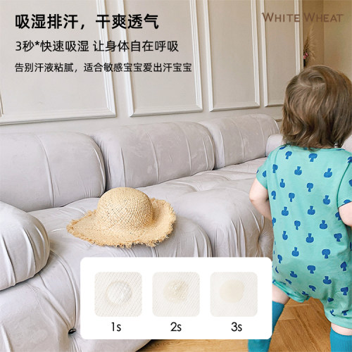 WhiteWheat新生婴儿连体衣夏季纯棉匹马棉短袖包屁衣宝宝衣服爬服-图3