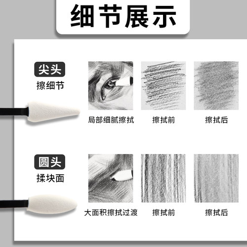擦刀美术生素描专用擦笔纸擦笔素描工具揉擦刀海绵替换头绘画涂抹静物擦揉擦棉高光细节阴影修正绘画海绵檫笔 - 图0