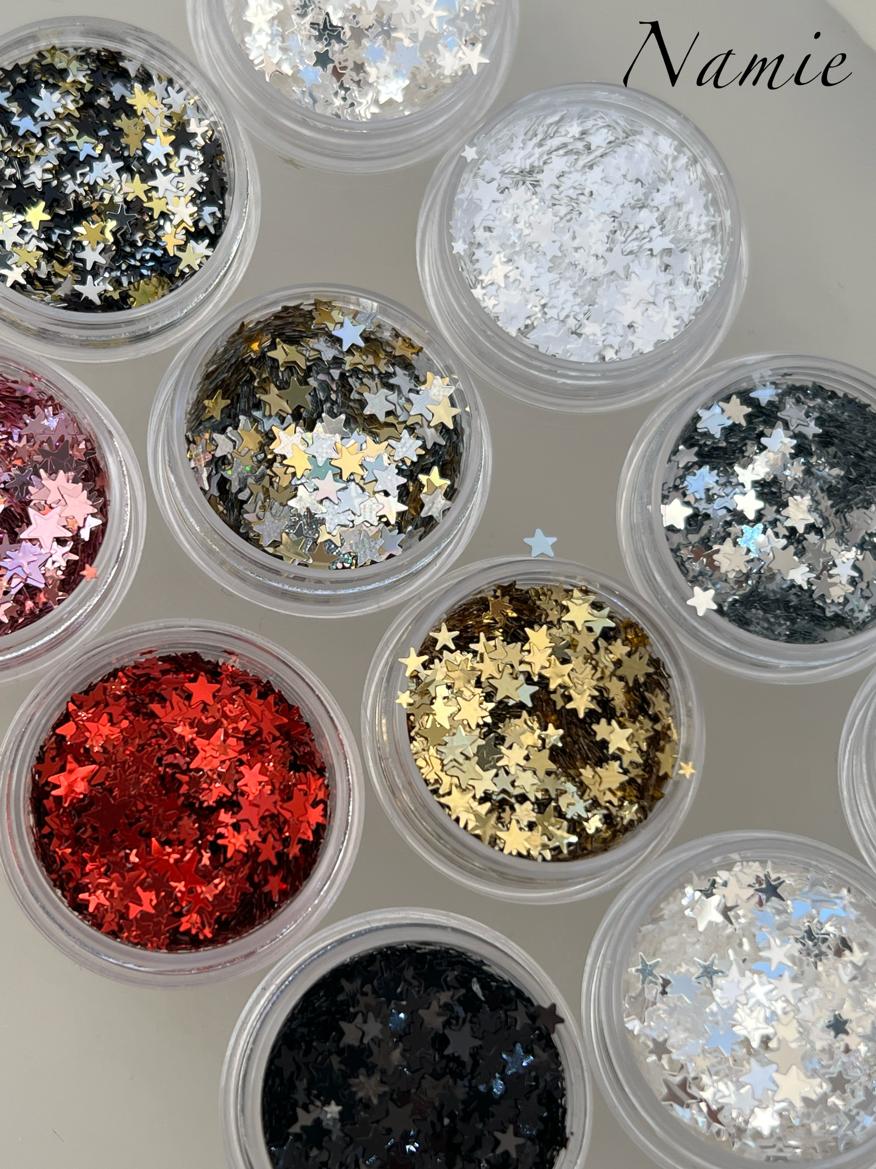 Namie超薄服帖多色圣诞特价1mm-3mm大小五角星混合装美甲闪粉亮片,淘宝优惠券,粉丝福利购,淘宝优惠卷