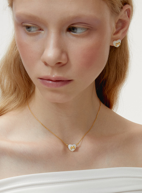 SweetWine白贝母爱心蝴蝶结项链