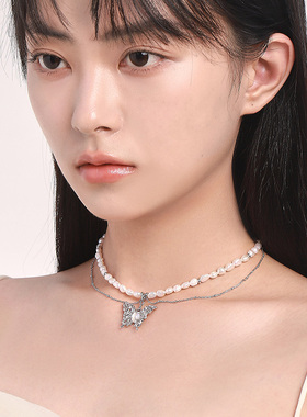 SweetWine淡水珍珠蝴蝶吊坠项链