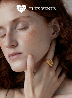 FLV百合花砖戒指时尚百搭饰品