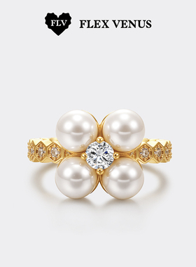 新品FLV宝珠花戒指小众设计女戒