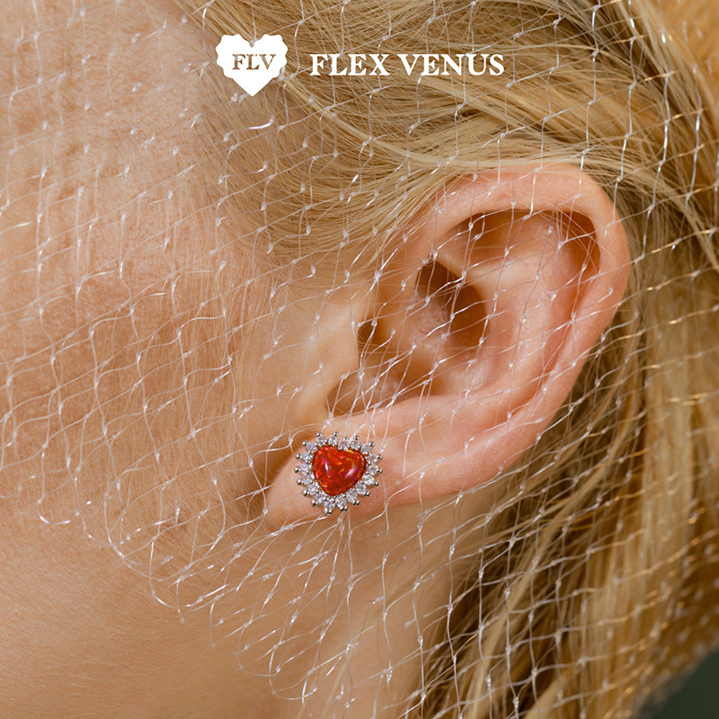 黄子弘凡同款FLV甜心耳钉小众设计时尚轻奢欧泊石耳饰情人节礼物