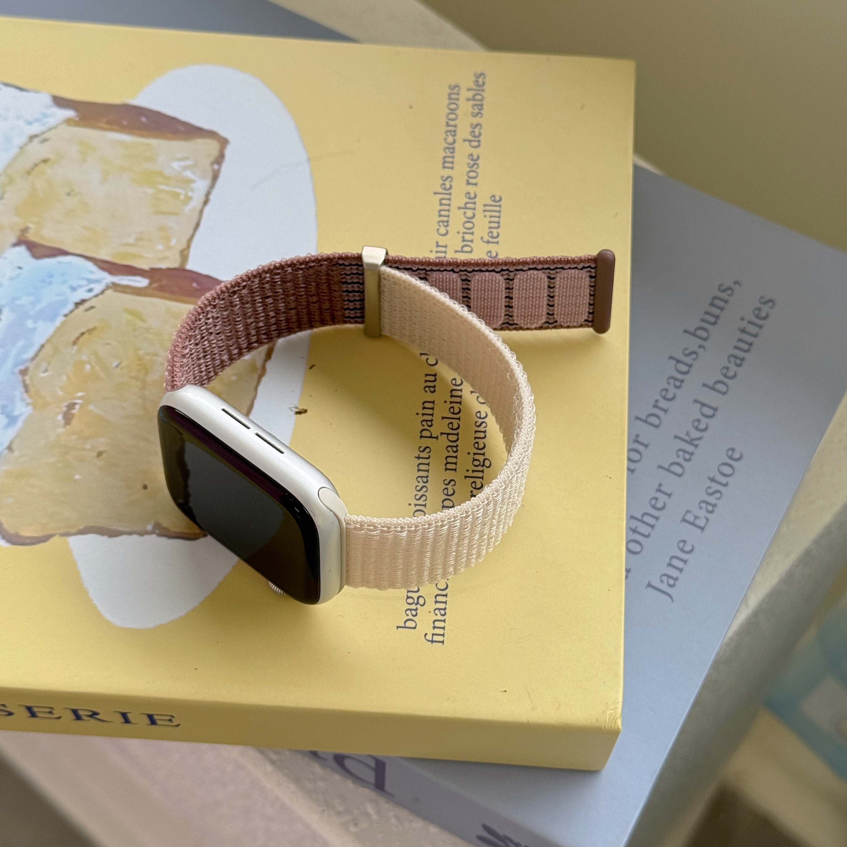 适用apple watch s11表带苹果手表表带新款秋季尼龙编织运动魔术贴回环iwatch s10/9/8/6代腕带可爱小狗女46m - 图0