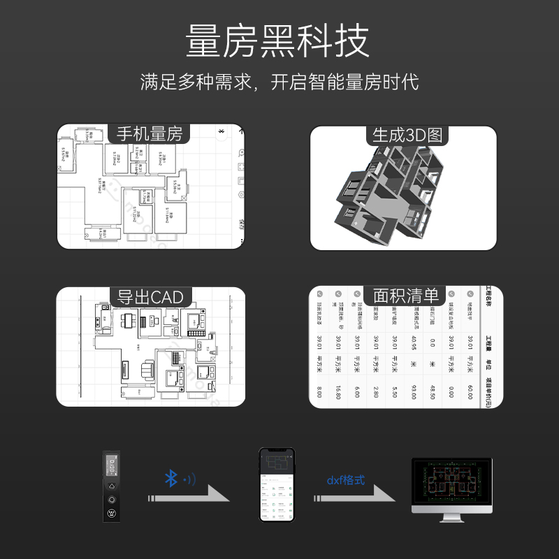 美国西屋蓝牙cad测距仪高精度电子尺手持量房仪红外线激光测量仪-图2