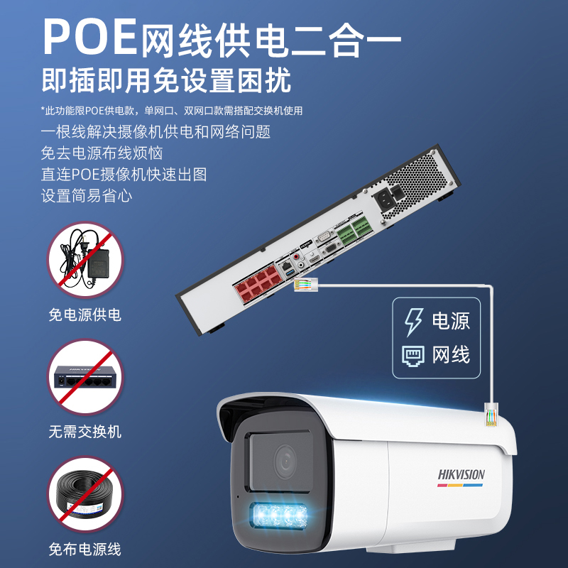 海康威视NVR网络监控器硬盘录像机poe家商用摄影像头主机手机远程