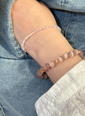 春夏烟紫冰种猫眼石手串小众气质