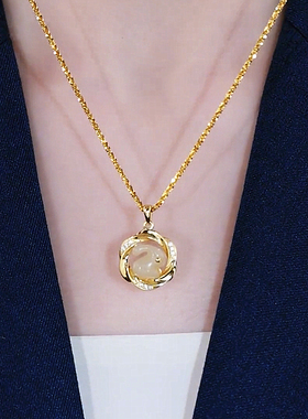 轻奢小众玉兔玉石项链女新款