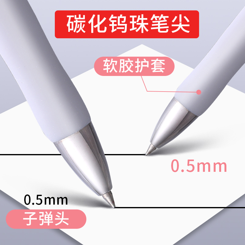 晨光按动中性笔K35高颜值小白笔学生专用考试碳素黑色水性签字笔芯0.5mm按压式子弹头圆珠笔教师办公文具用品 - 图2