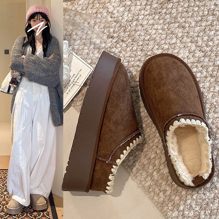 2026冬季新款包头拖女鞋橡胶绒面可可棕包头平底中跟(3-5cm)2026,淘宝优惠券,粉丝福利购,淘宝优惠卷