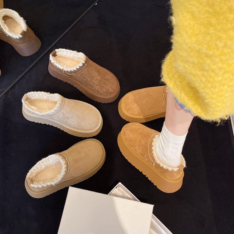 2026冬季新款包头拖女鞋橡胶绒面可可棕包头平底中跟(3-5cm)2026,淘宝优惠券,粉丝福利购,淘宝优惠卷