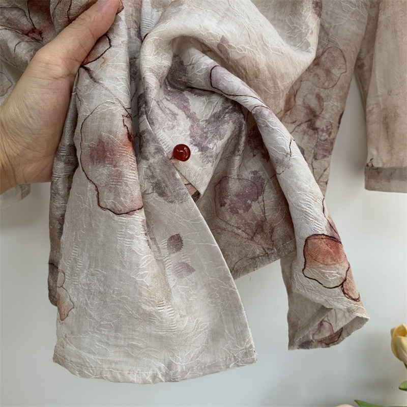 中年妈妈夏装2024新款天丝麻上衣洋气中老年女奶奶小衫中袖薄衣服