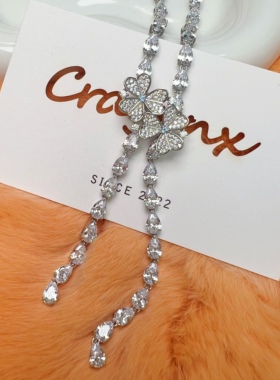 CrayonX幸运三叶草水滴吊坠项链
