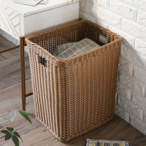 Accueil Bon Dirty Laundry Basket Big Dirty Clothes Containing Basket Imitation Vine Bathroom Clothing Change Wash Bucket Hotel Towel Basket Light Lavish