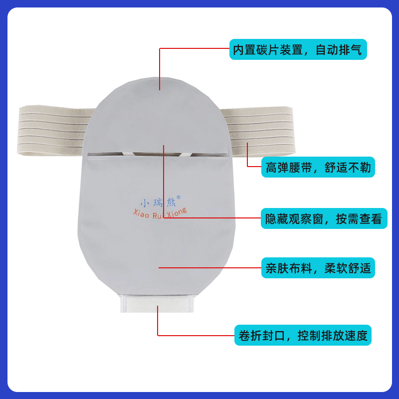 小瑞熊腰带式造口袋二件式直肠改道造瘘袋大便袋非粘贴肛肠道口袋-图0