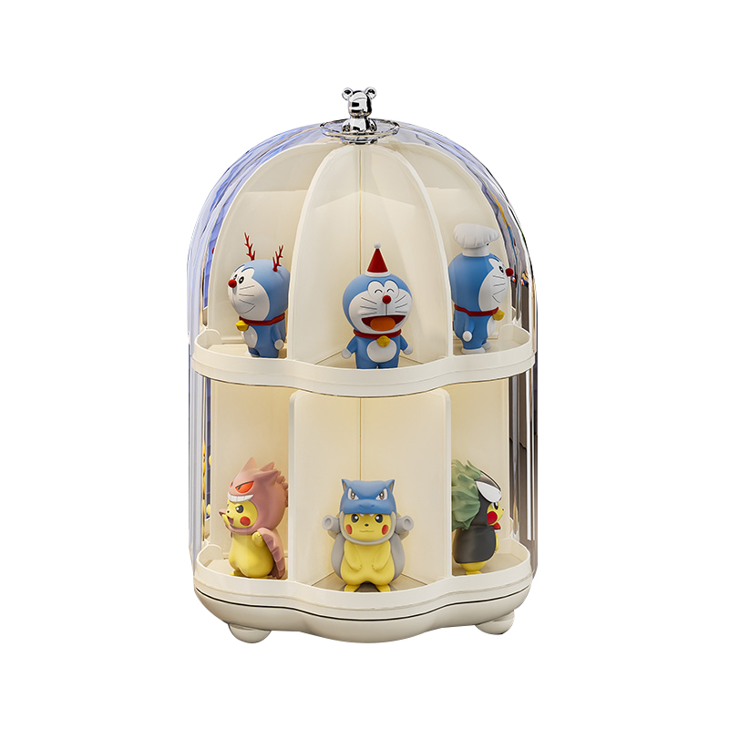 手办展示柜盲盒二次元旋转展示架透明亚克力小摆件泡泡玛特收纳盒 - 图3