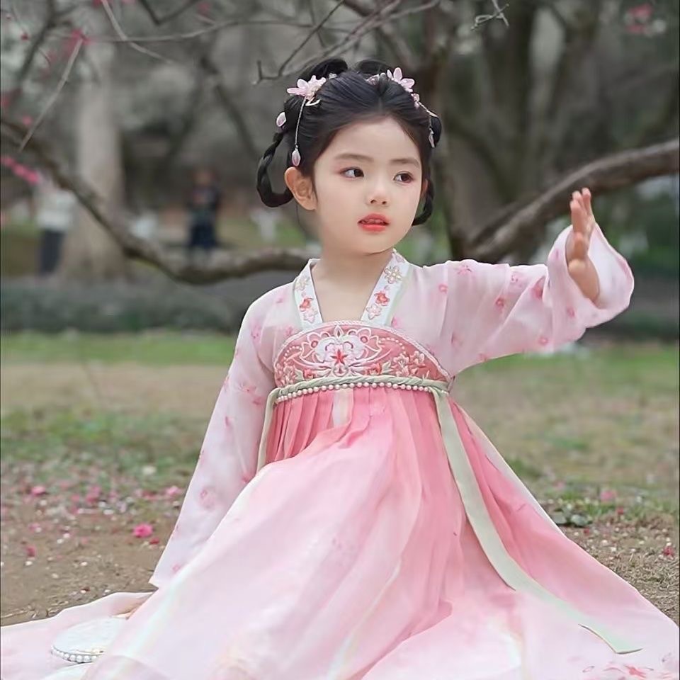 汉服女童夏季2025新款儿童古风国风连衣裙女孩飘逸表演服工厂 - 图2