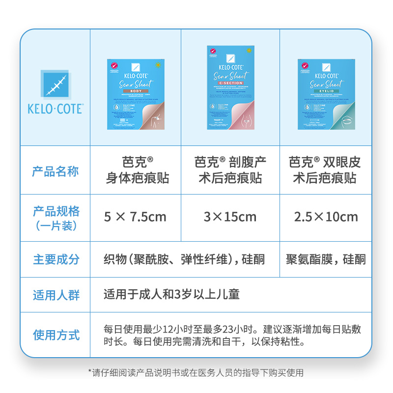 【官方】美国芭克疤痕贴 美痕双眼皮修护剖腹产手术去祛疤硅酮膏