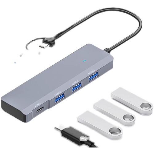 USB3.0扩展器笔记本type-c拓展坞多插口扩展坞拓展器集分线器多功能电脑U盘车载转换接口HUB转接读卡器相机SD-图0