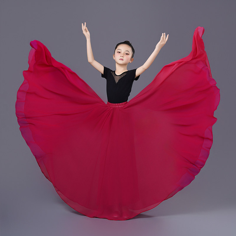 儿童舞蹈半身裙大摆雪纺古典舞民族舞新疆舞蹈裙长裙中国舞演出服,淘宝优惠券,粉丝福利购,淘宝优惠卷