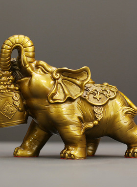 纯铜大象摆件一对客厅招财吉祥物